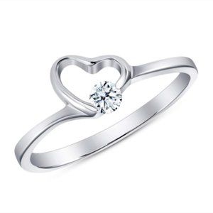 Sterling Silver 925 Rhodium Plated Cubic Zirconia Heart Ring